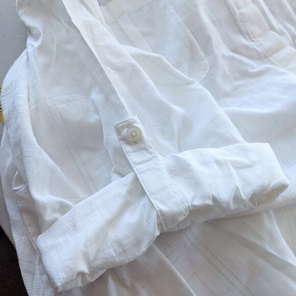 Lane Bryant Women's Shirt Dress / Tunic, White, semi-sheer fabric with pockets - Picture 4 of 13